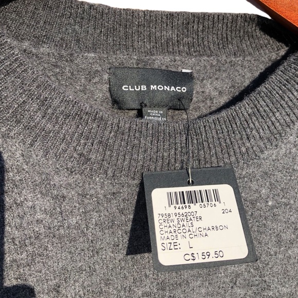 Club Monaco 100% wool grey hot sweater New with tag size large - Picture 3 of 5